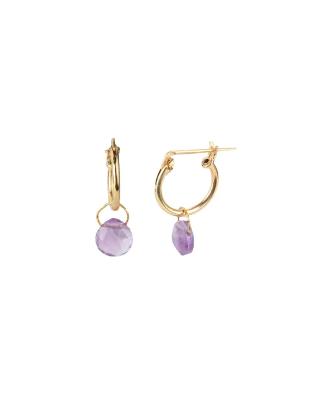Amethyst Heart Floating Drop Huggies sold by Blue Ruby