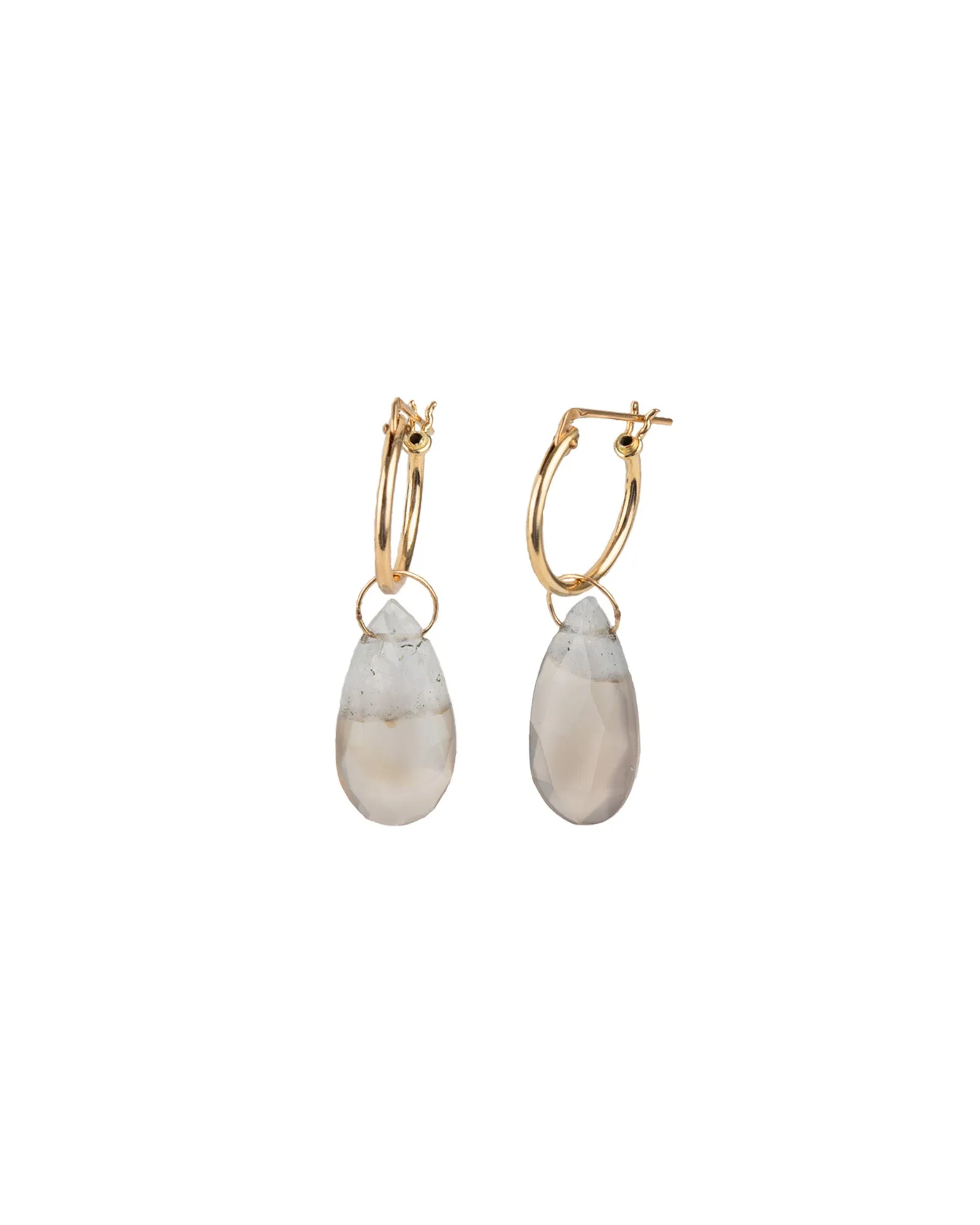 Champagne Agate Teardrop Floating Drop Huggies sold by Blue Ruby