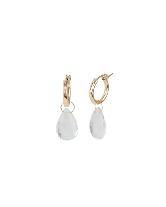 Clear Quartz Pear Floating Drop Huggies sold by Blue Ruby