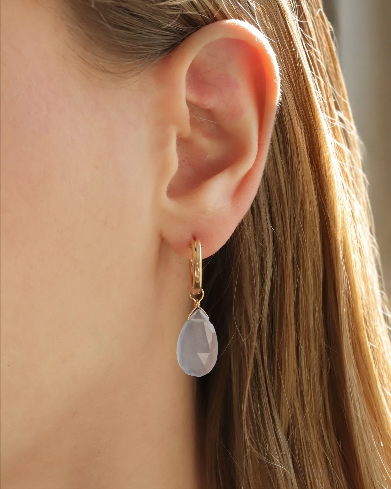 Blue Chalcedony Pear Drop Huggies sold by Blue Ruby product image thumbnail 2