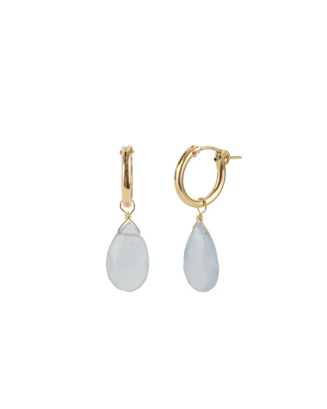 Blue Chalcedony Pear Drop Huggies sold by Blue Ruby