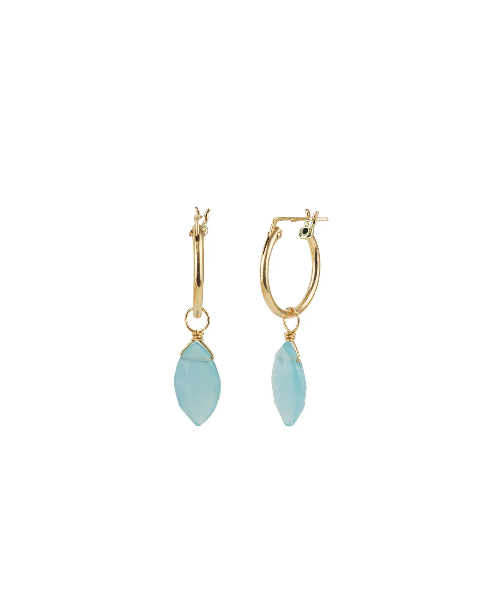 Blue Chalcedony Marquise Drop Huggies | 14mm sold by Blue Ruby