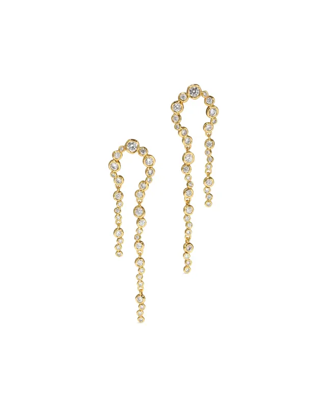 Asterales Gold CZ Arched Long Earrings made by Alexis Bittar