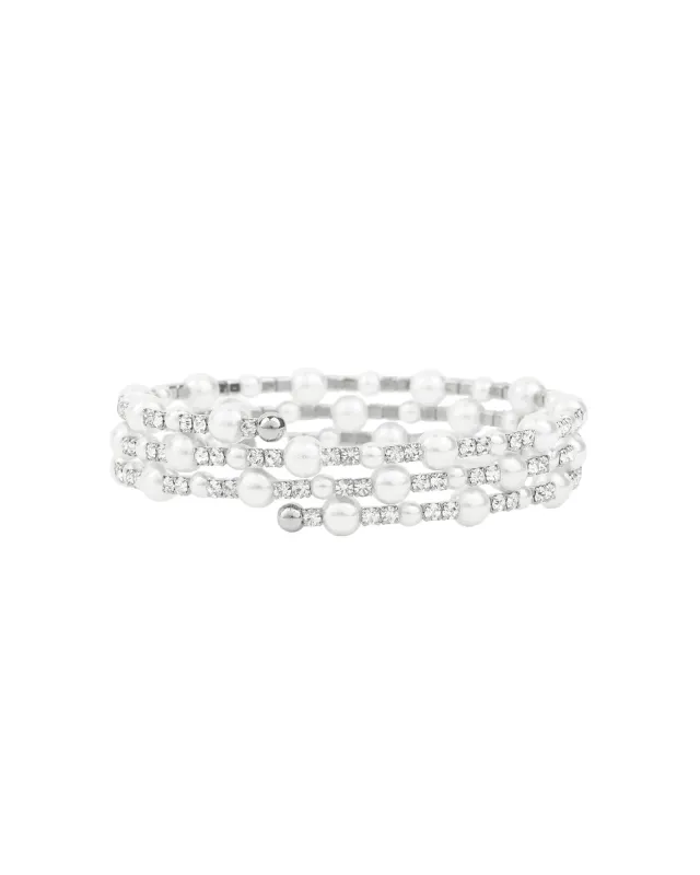 3 Coil Pearl Crystal Cuff sold by Blue Ruby