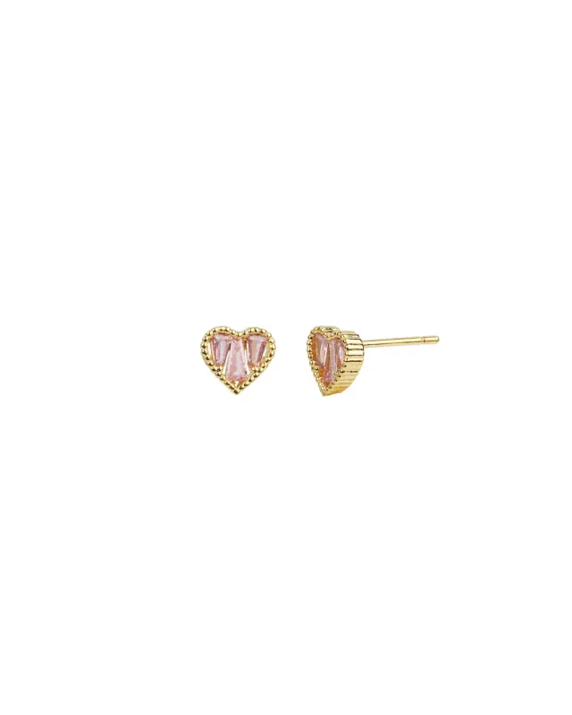 Baguette CZ Heart Studs sold by Blue Ruby