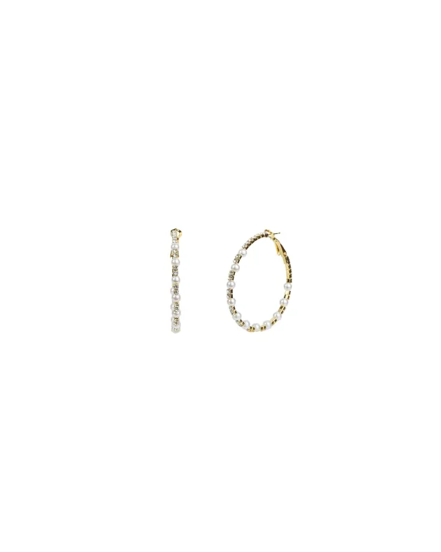 Mixed Pearl Crystal Hoops sold by Blue Ruby