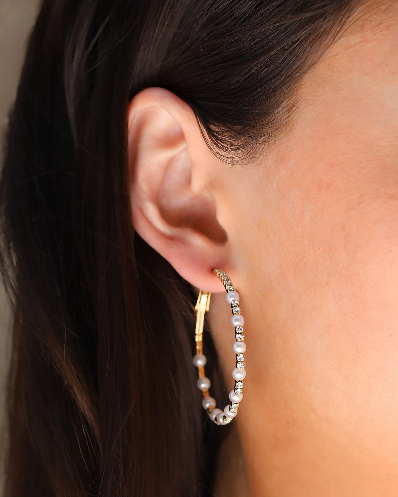 Mixed Pearl Crystal Hoops sold by Blue Ruby product image thumbnail 2