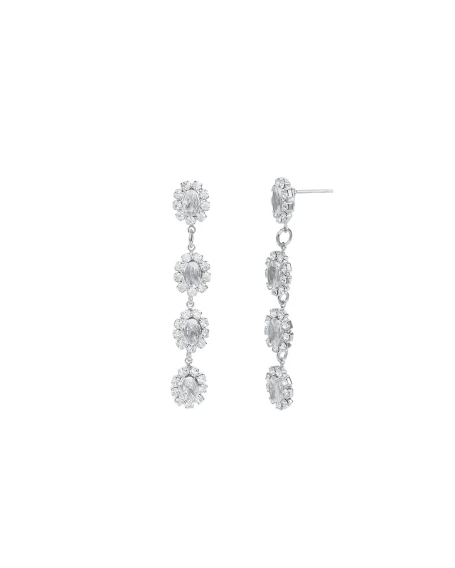 Crystal Halo Flower Drop Earrings sold by Blue Ruby