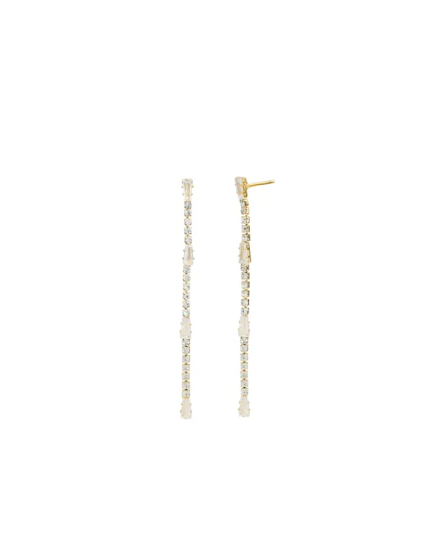 Baguette & Round CZ Strand Drop Earrings sold by Blue Ruby