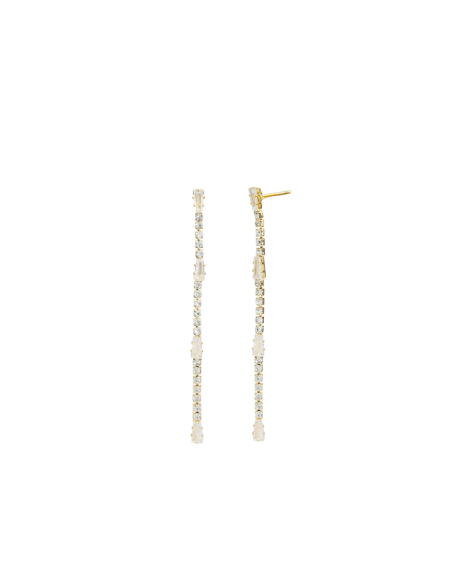 Baguette & Round CZ Strand Drop Earrings sold by Blue Ruby