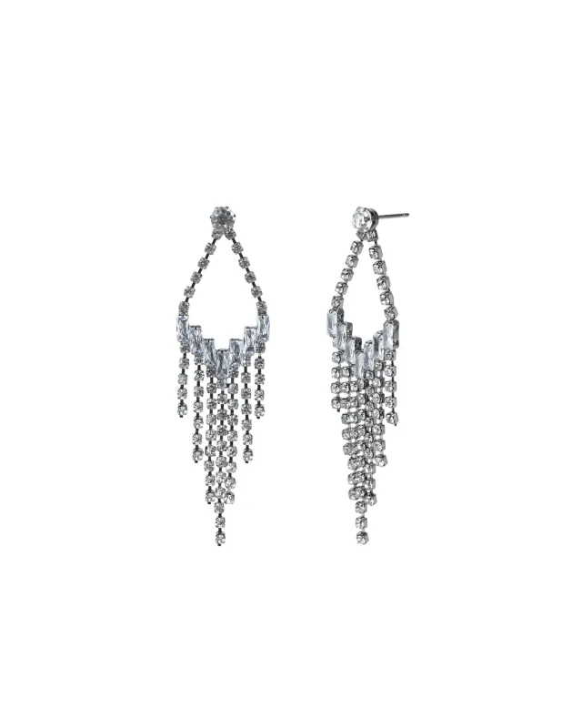 Open Teardrop Crystal Fringe Drop Earrings sold by Blue Ruby