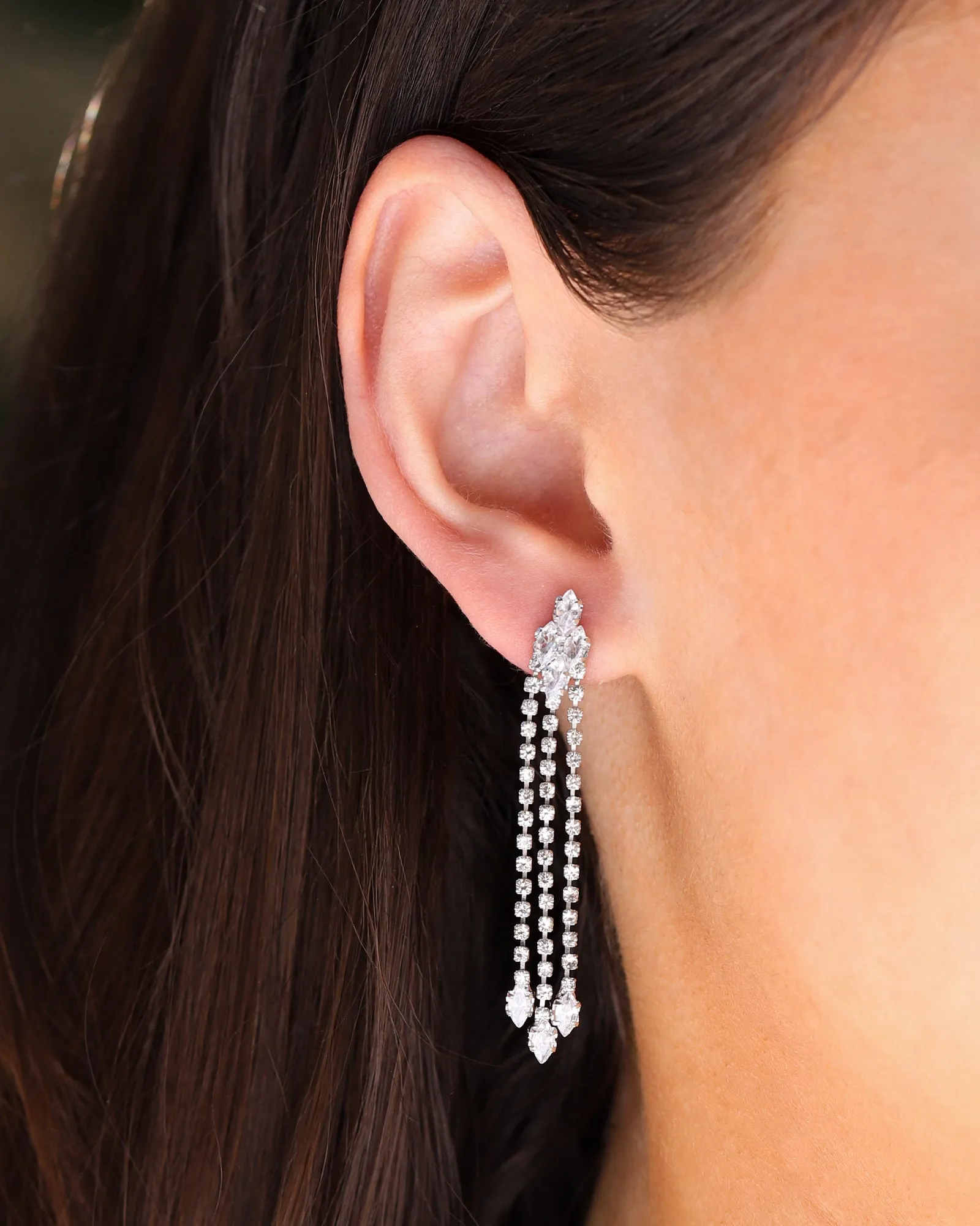 3 Strand Crystal Drop Earrings sold by Blue Ruby product image thumbnail 2