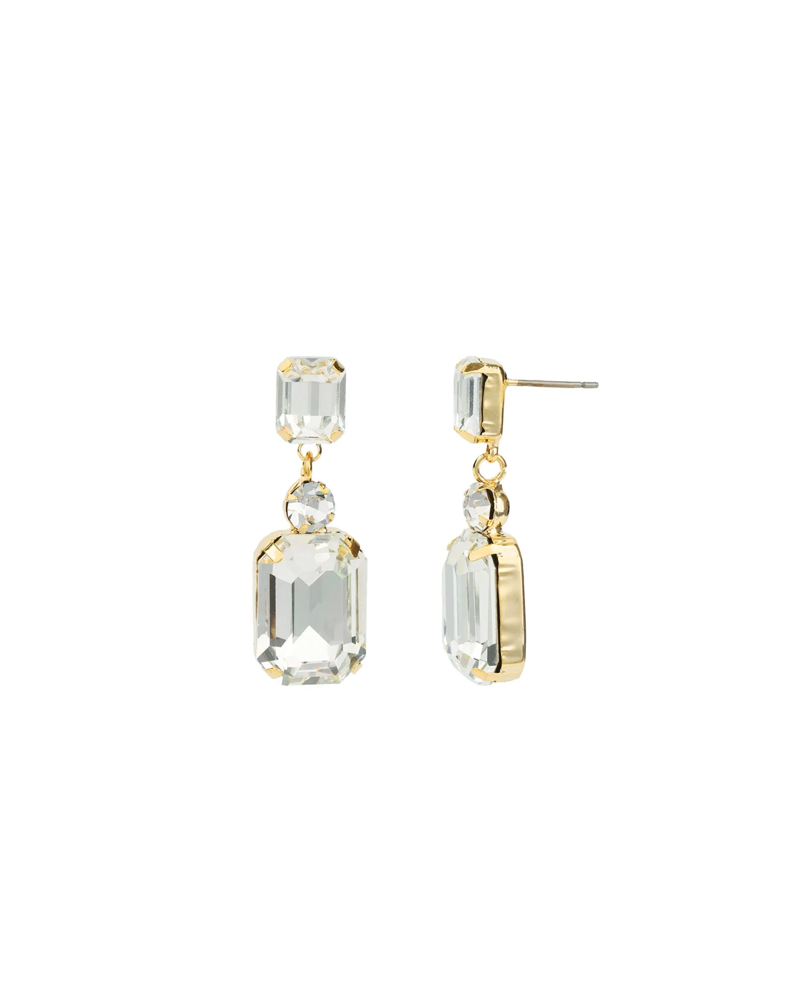 Emerald-Cut Crystal CZ Drop Earrings sold by Blue Ruby