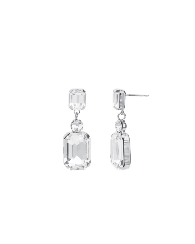 Emerald-Cut Crystal CZ Drop Earrings sold by Blue Ruby