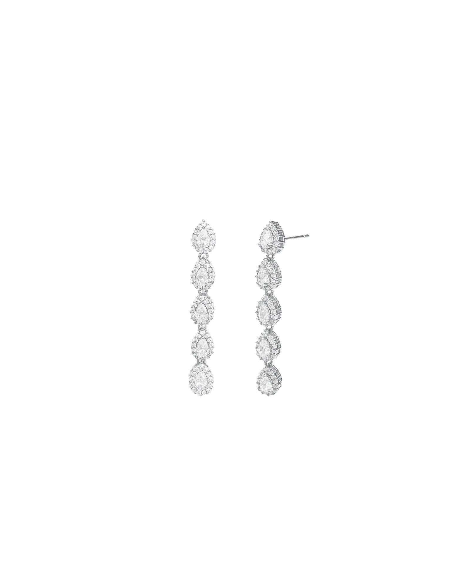 Teardrop Halo CZ Strand Drop Earrings sold by Blue Ruby