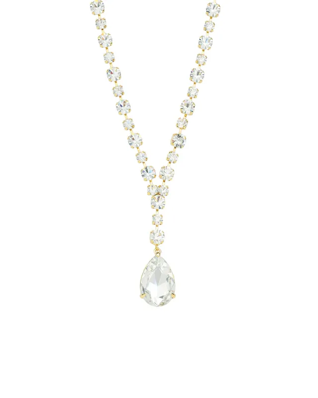 Crystal Teardrop Lariat Necklace sold by Blue Ruby