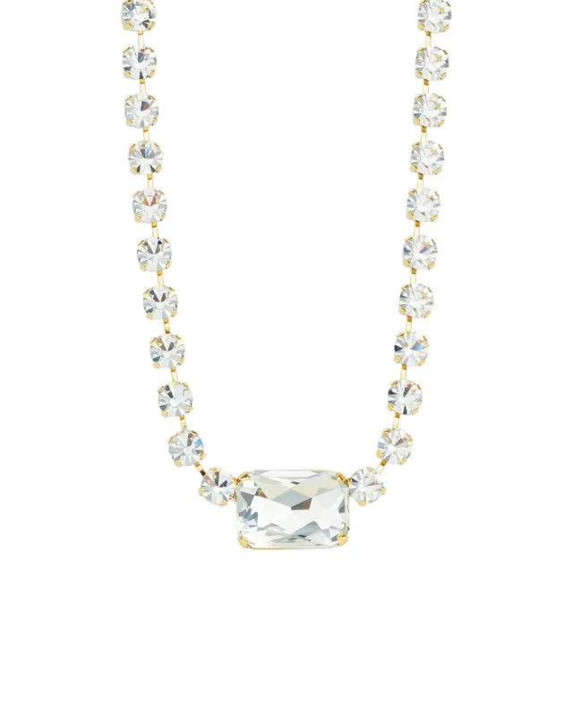 Emerald & Round Cut Crystal Necklace sold by Blue Ruby