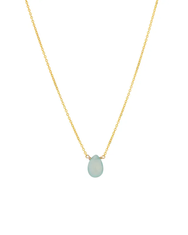 Aqua Chalcedony Pear Cable Chain Necklace sold by Blue Ruby