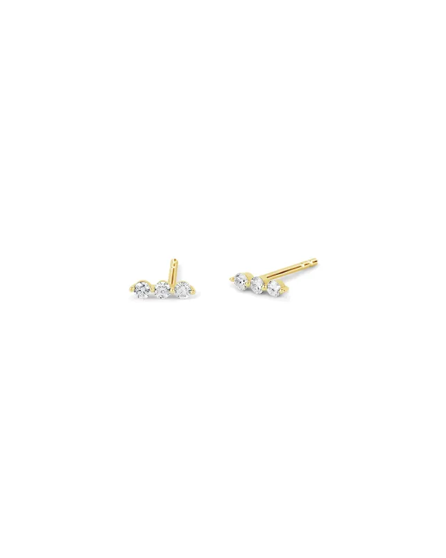 3 Diamond Bar Studs sold by Blue Ruby