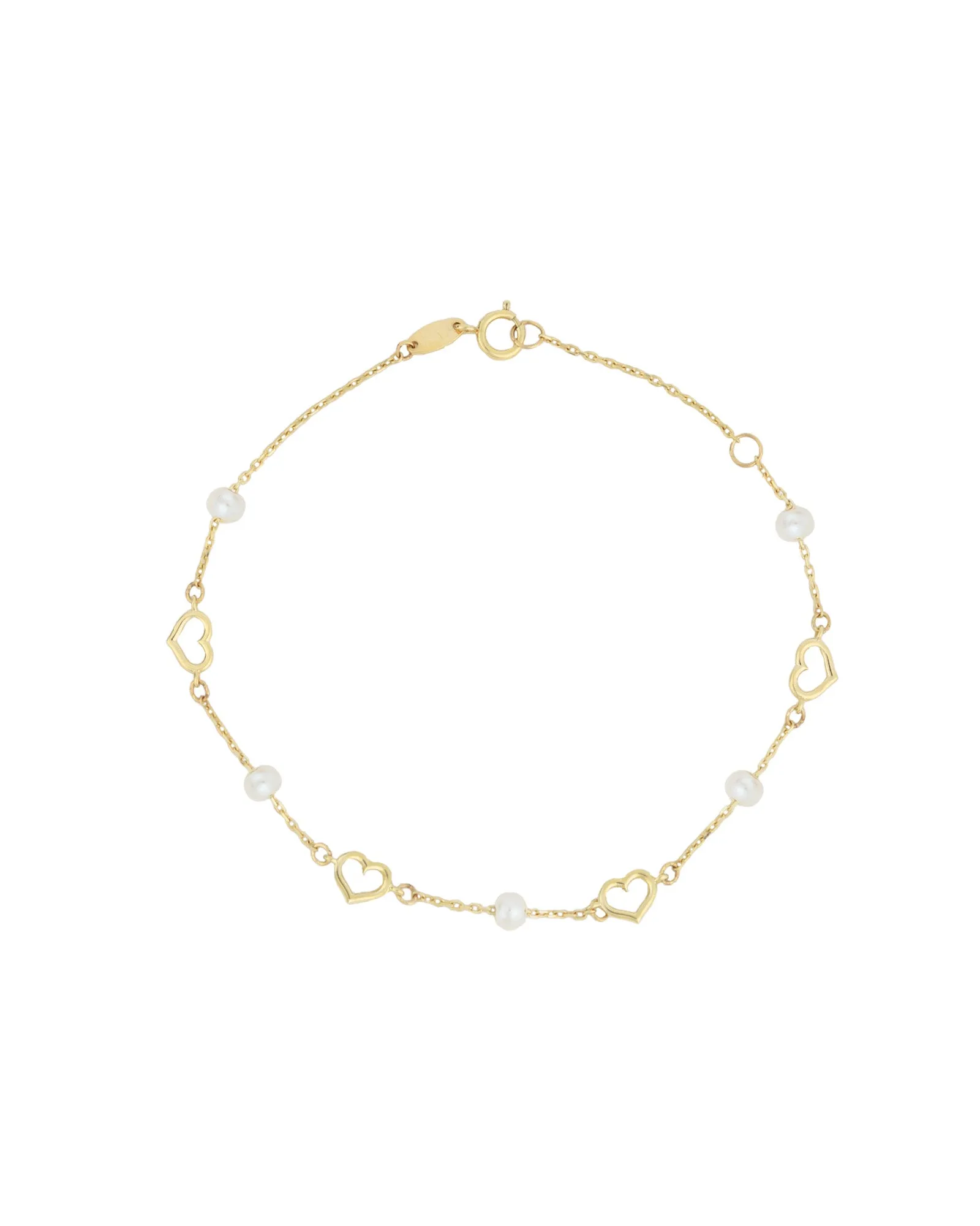 Heart & Pearl Station Chain Bracelet sold by Blue Ruby