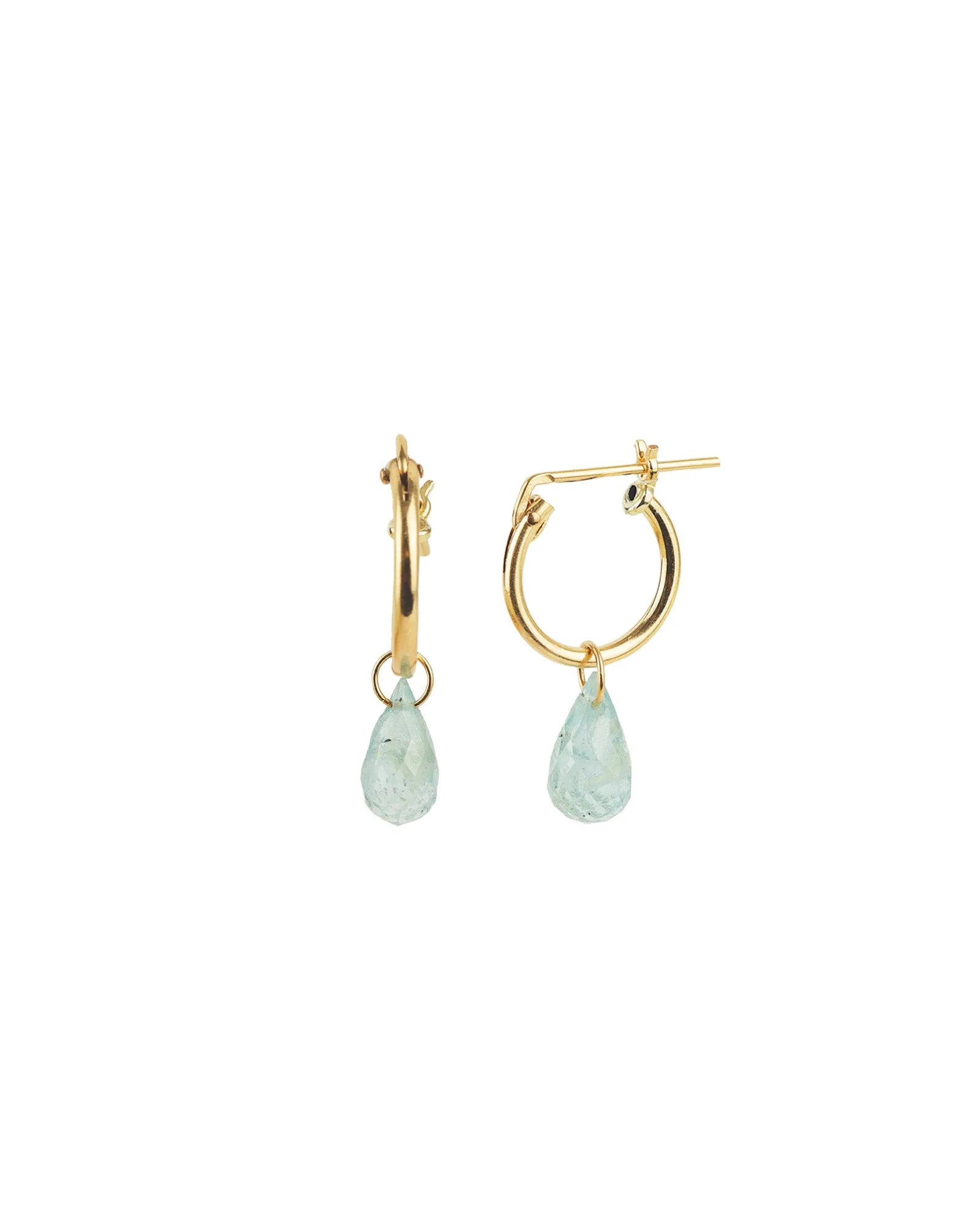 Aquamarine Teardrop Floating Drop Huggies | 10mm sold by Blue Ruby