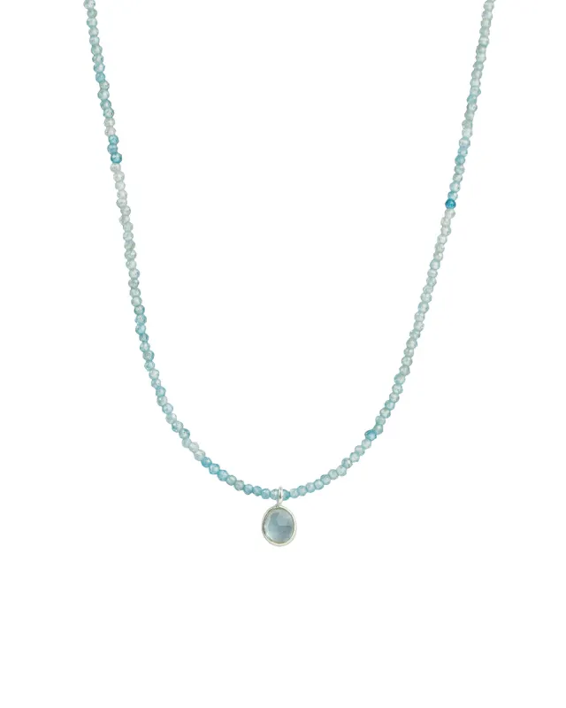 Blue Zircon & Aquamarine Charm Beaded Necklace sold by Blue Ruby