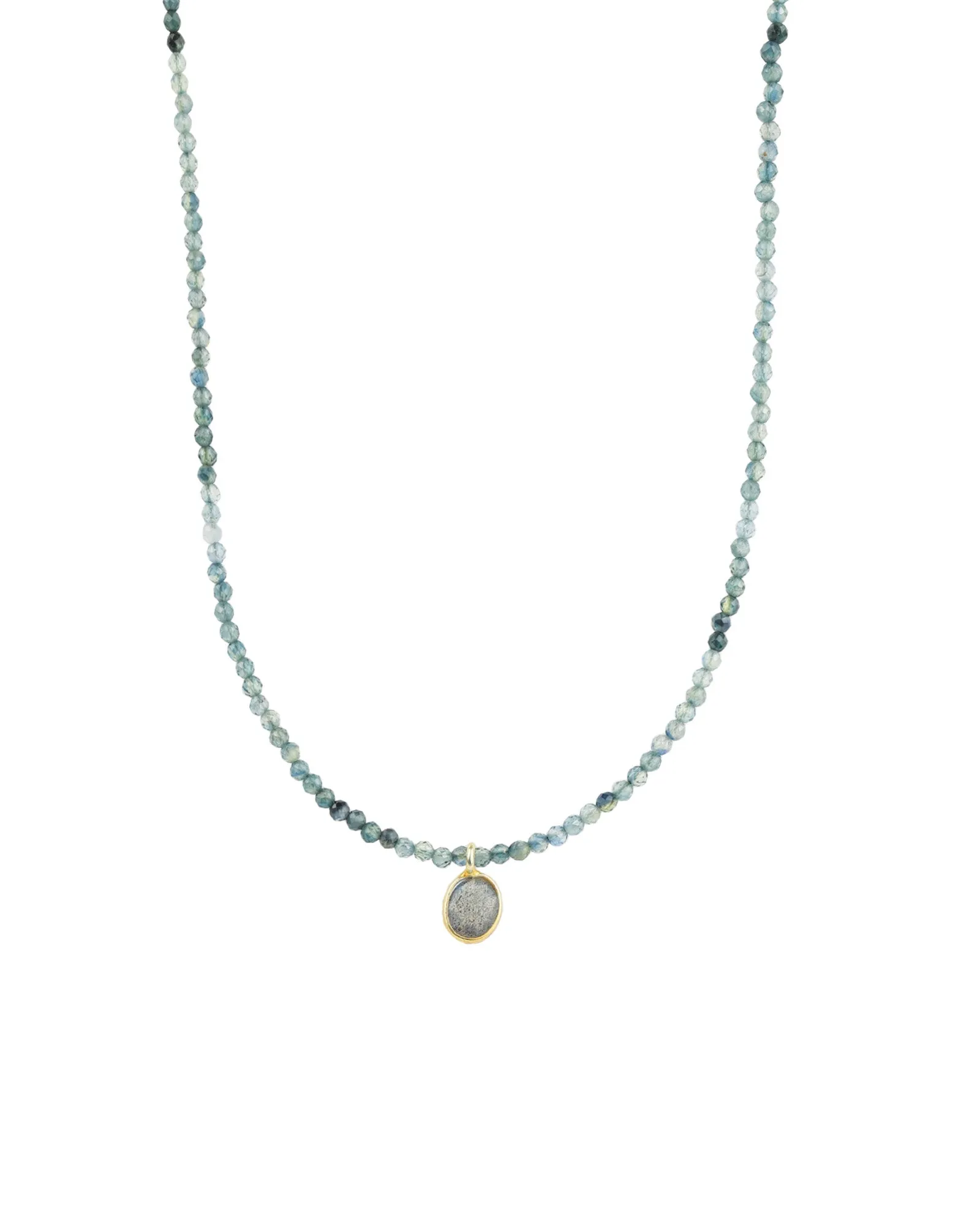 Blue Sapphire & Labradorite Charm Beaded Necklace sold by Blue Ruby