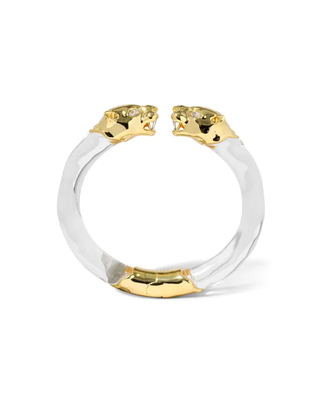 Panther Visage Lucite Hinge Cuff sold by Blue Ruby