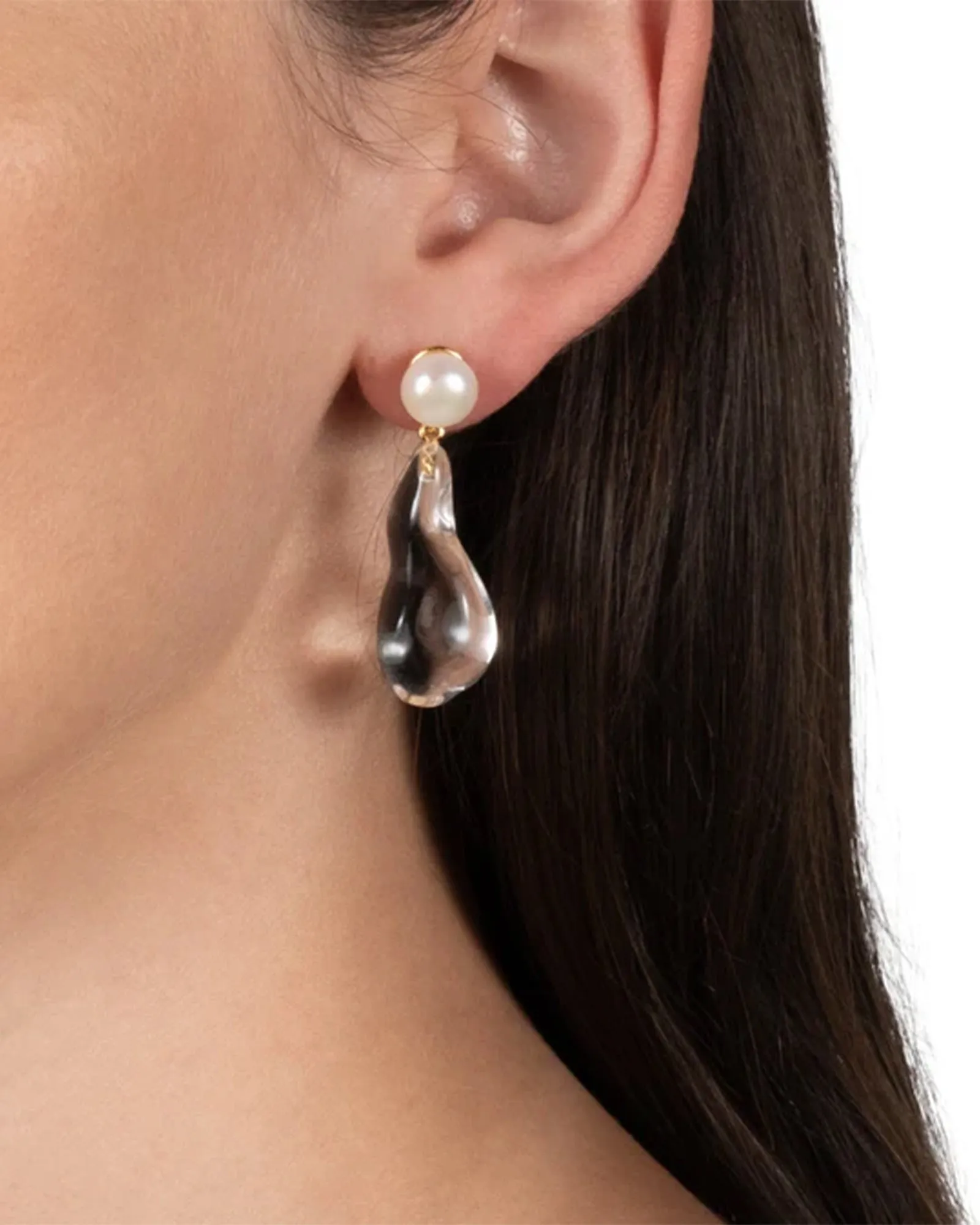 Liquid Lucite Freshwater Pearl Drop Earrings sold by Blue Ruby product image thumbnail 2