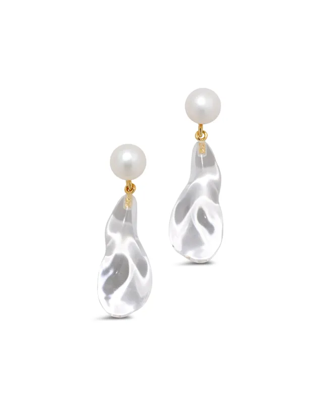 Liquid Lucite Freshwater Pearl Drop Earring sold by Blue Ruby