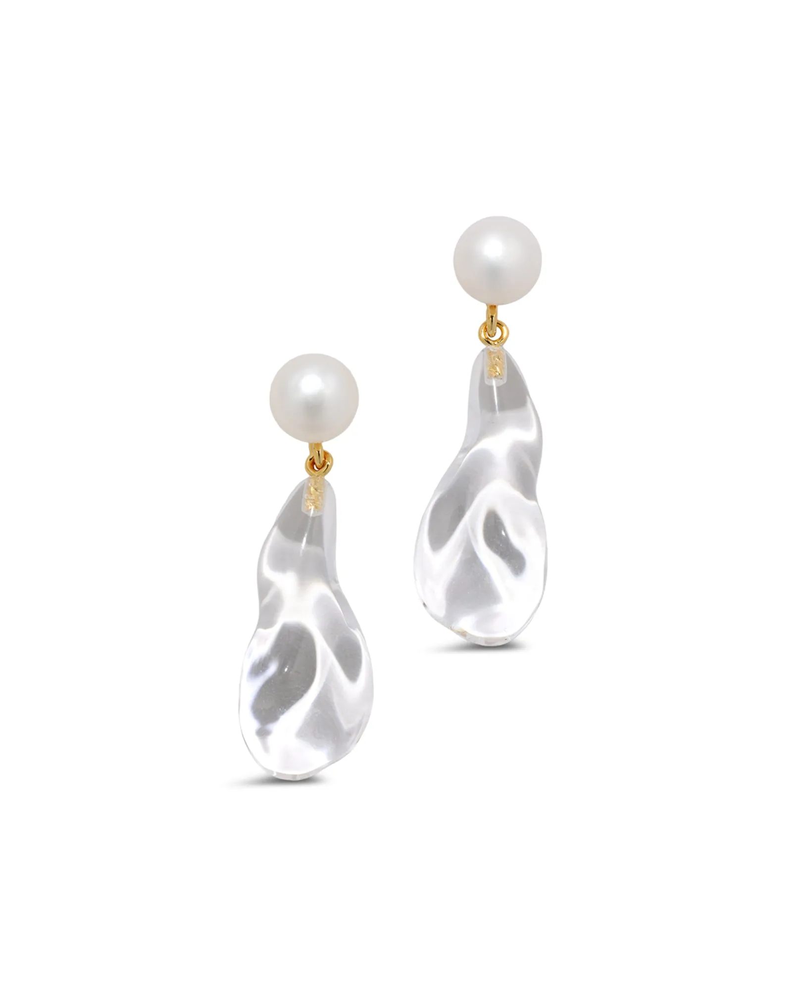 Liquid Lucite Freshwater Pearl Drop Earrings sold by Blue Ruby