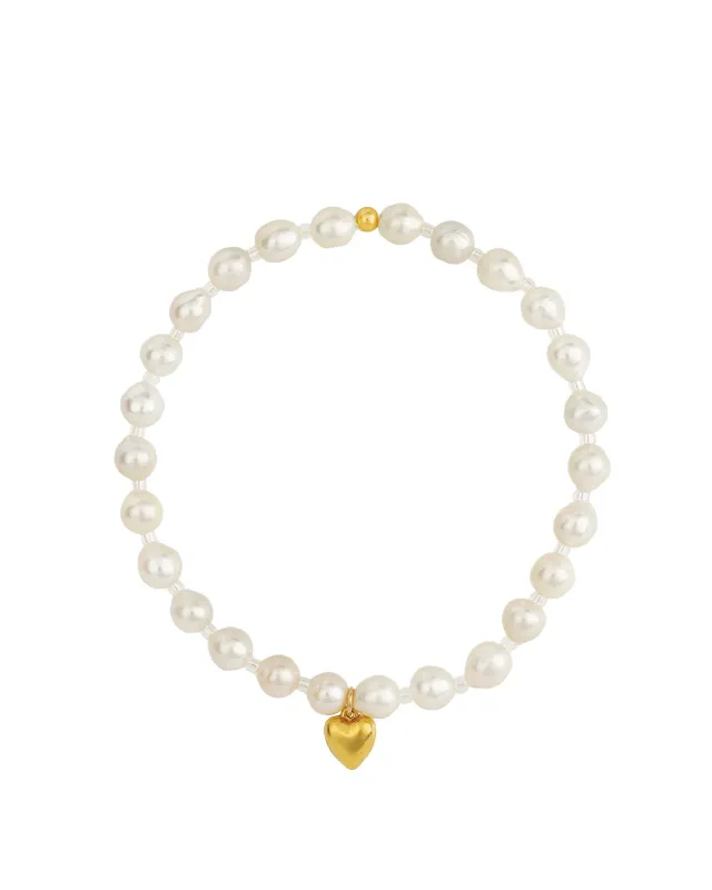 Pearl Miyuki Heart Drop Bracelet | 5mm sold by Blue Ruby