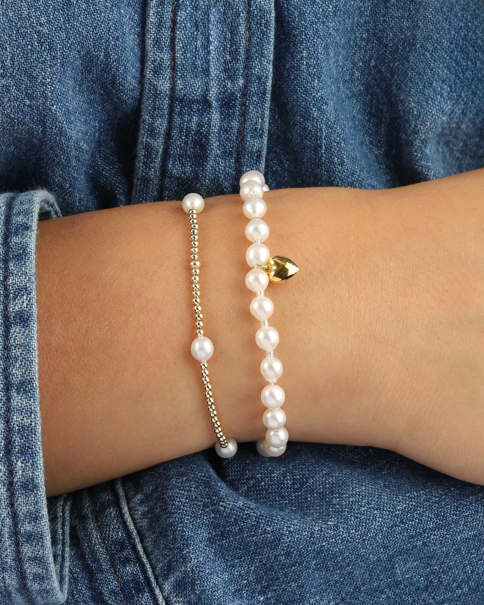 Pearl Miyuki Heart Drop Bracelet | 5mm sold by Blue Ruby product image thumbnail 2