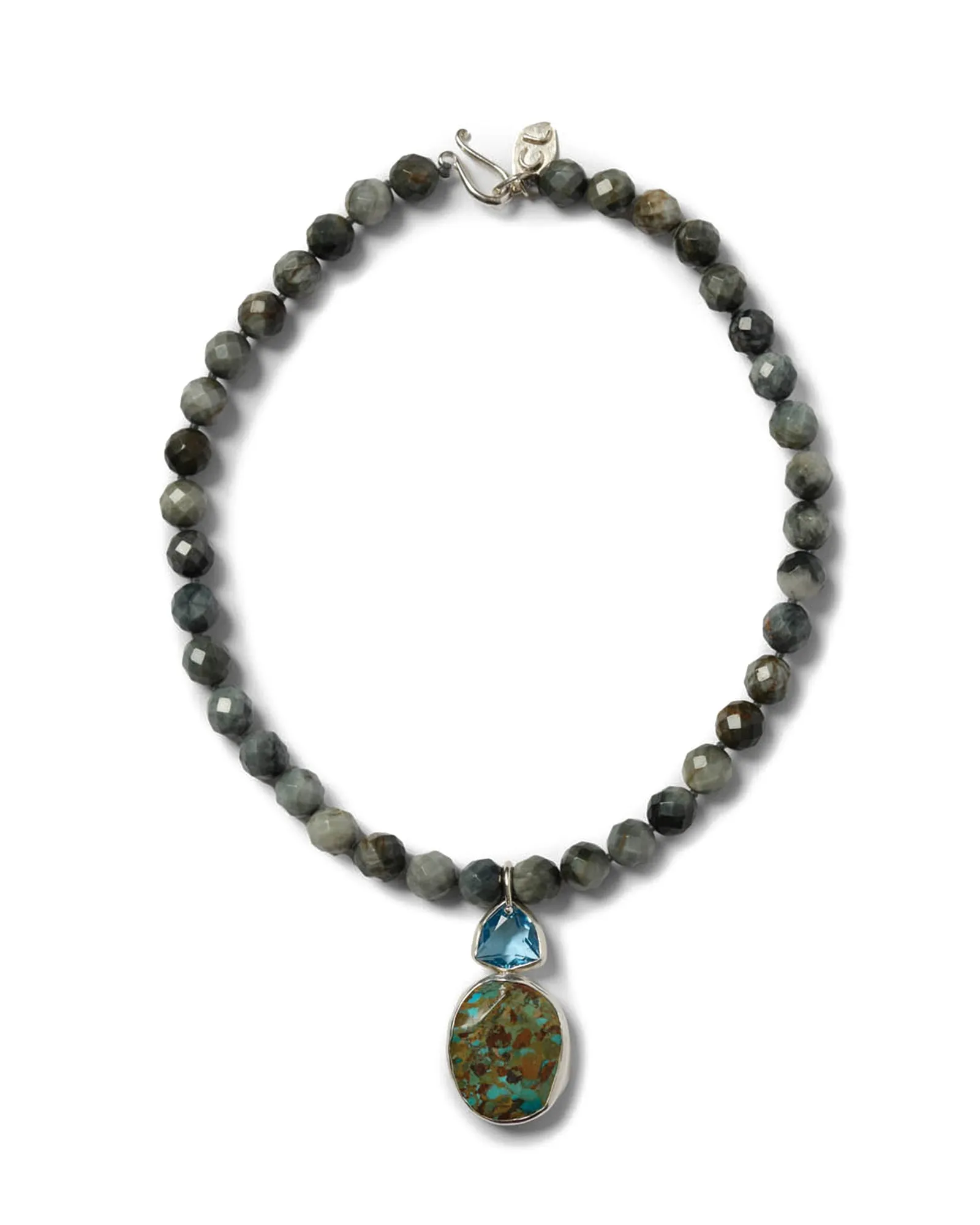 Two Stone Drop Faceted Stone Necklace sold by Blue Ruby