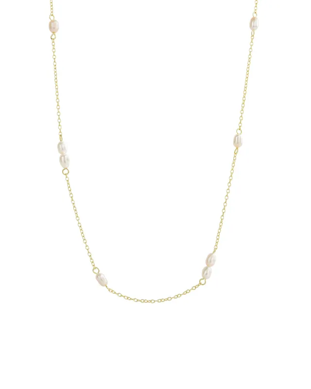 Multi Baroque Pearl Station Necklace sold by Blue Ruby