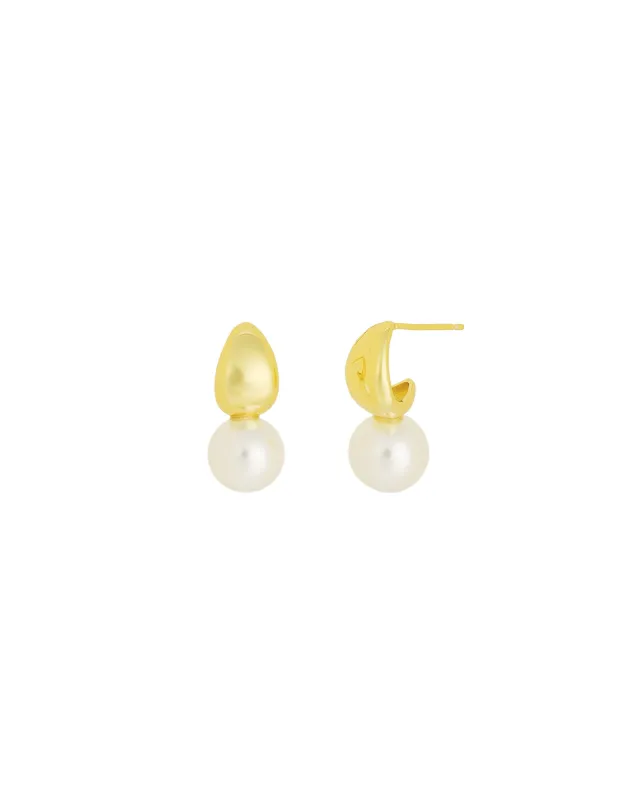 Tapered Pearl Drop Hoops sold by Blue Ruby