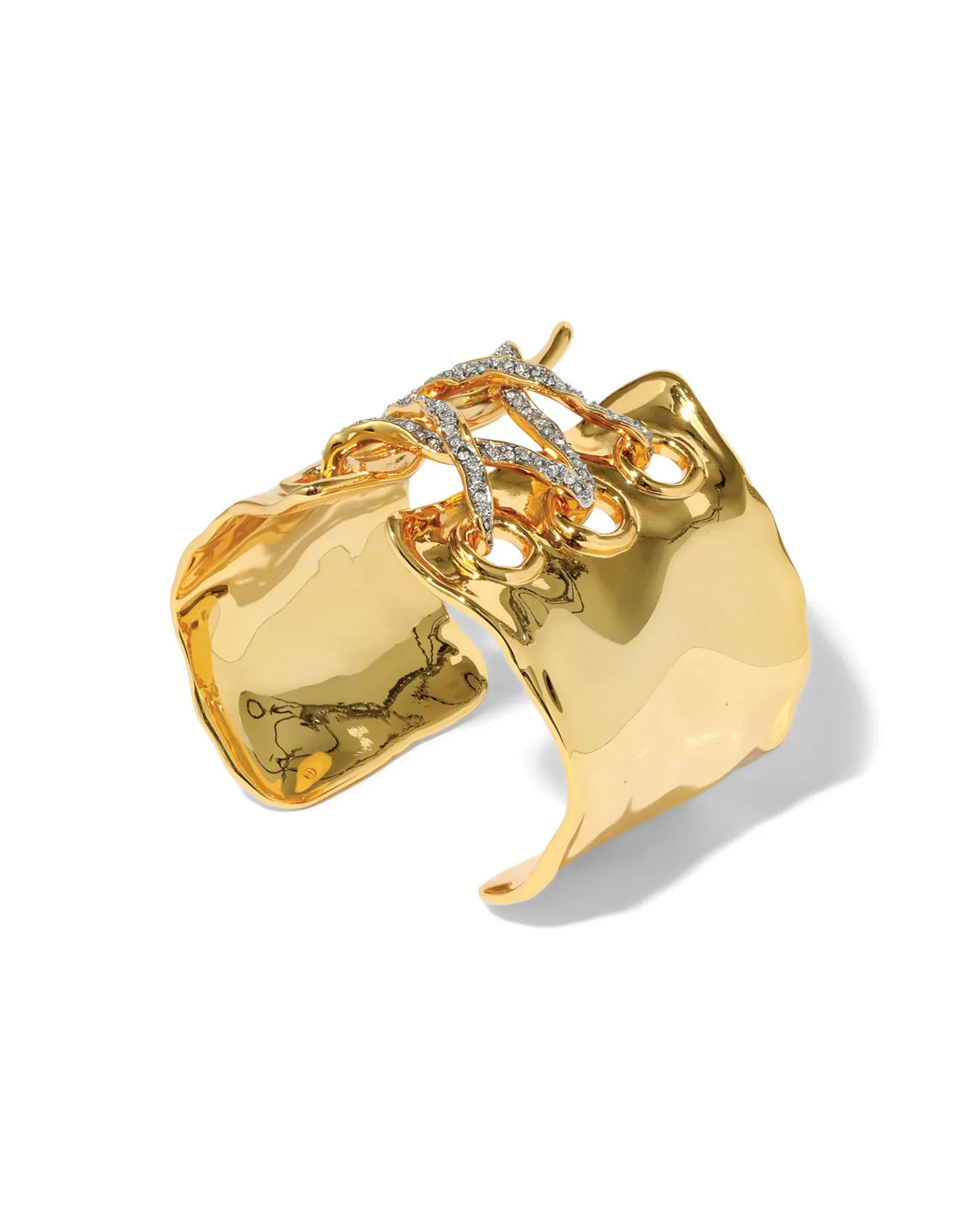 Solanales Gold Crystal Lace Up Cuff Bracelet sold by Blue Ruby product image thumbnail 3