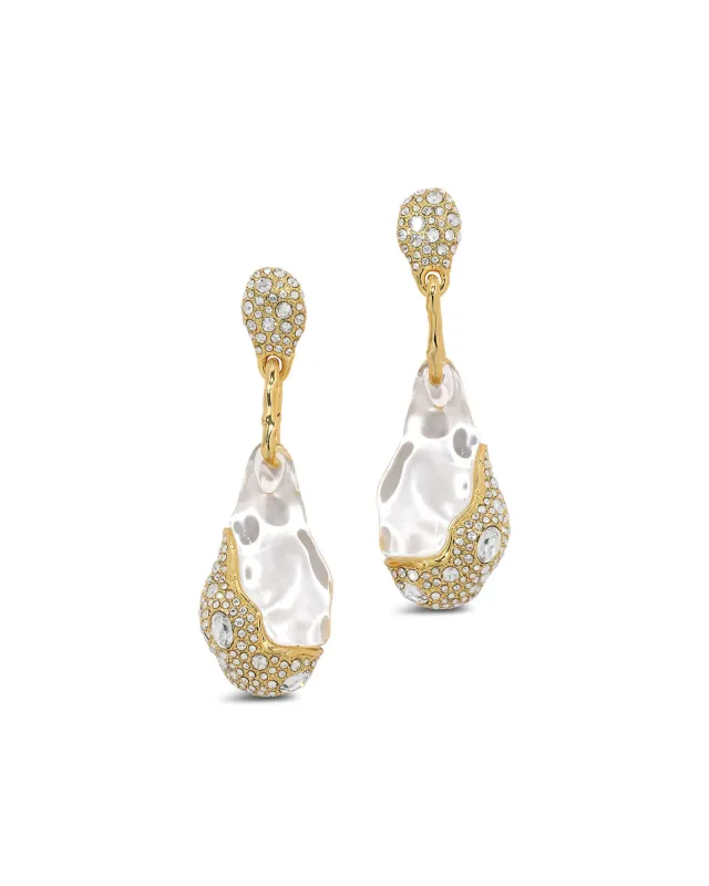 Liquid Lucite Crystal Pavé Pebble Drop Earring sold by Blue Ruby