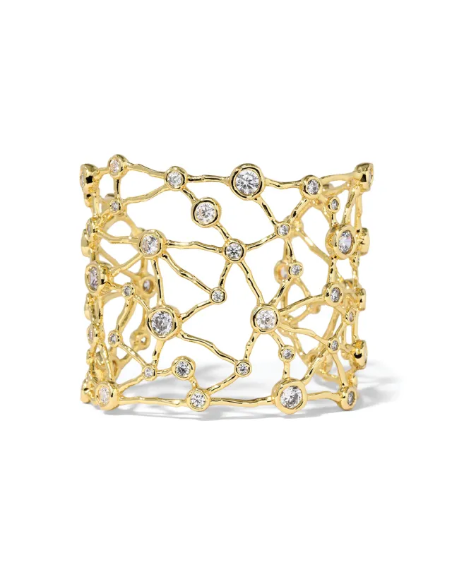 Asterales Gold CZ Wide Cuff sold by Blue Ruby