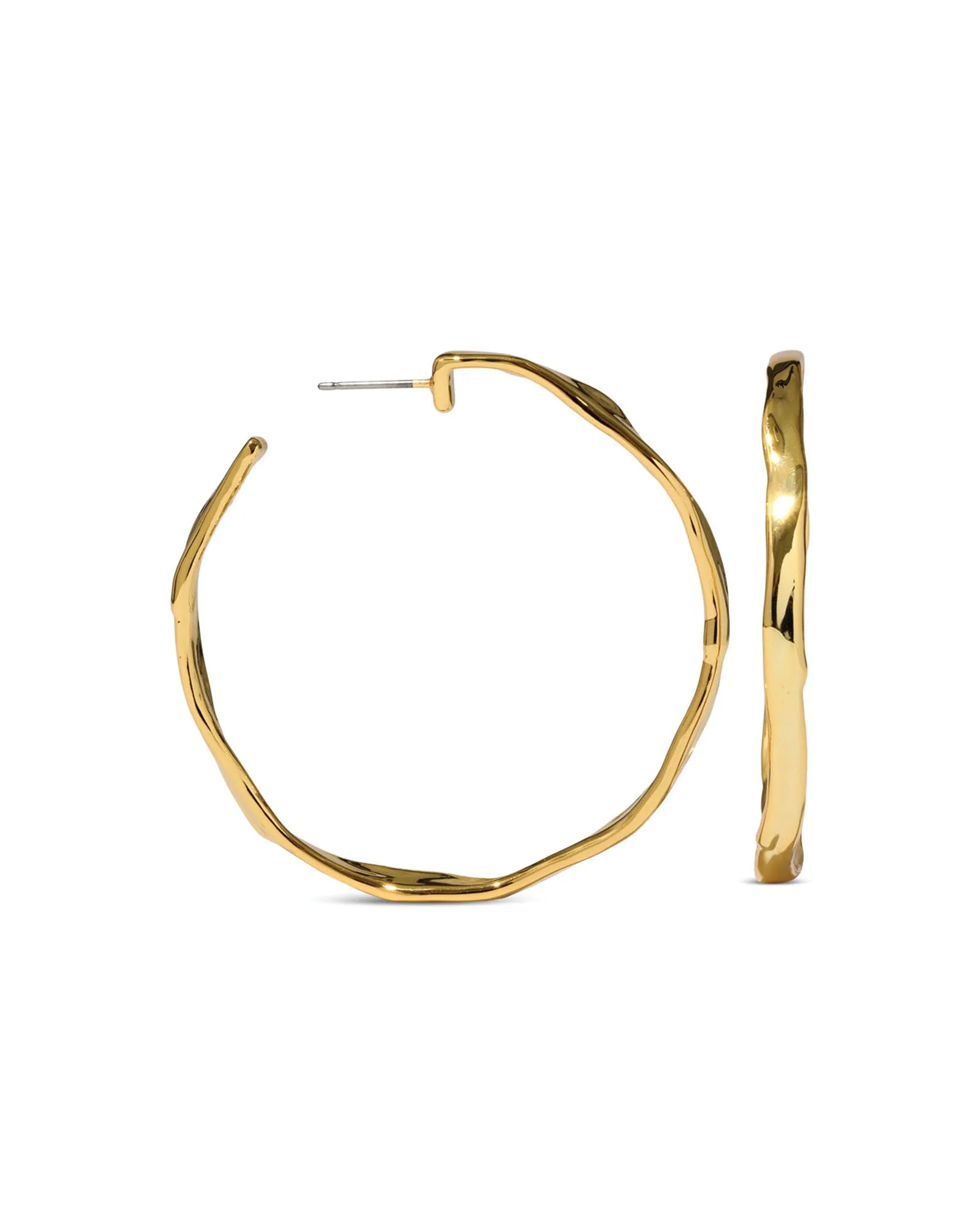 Brut Gold Skinny Hoop Earrings sold by Blue Ruby product image thumbnail 4