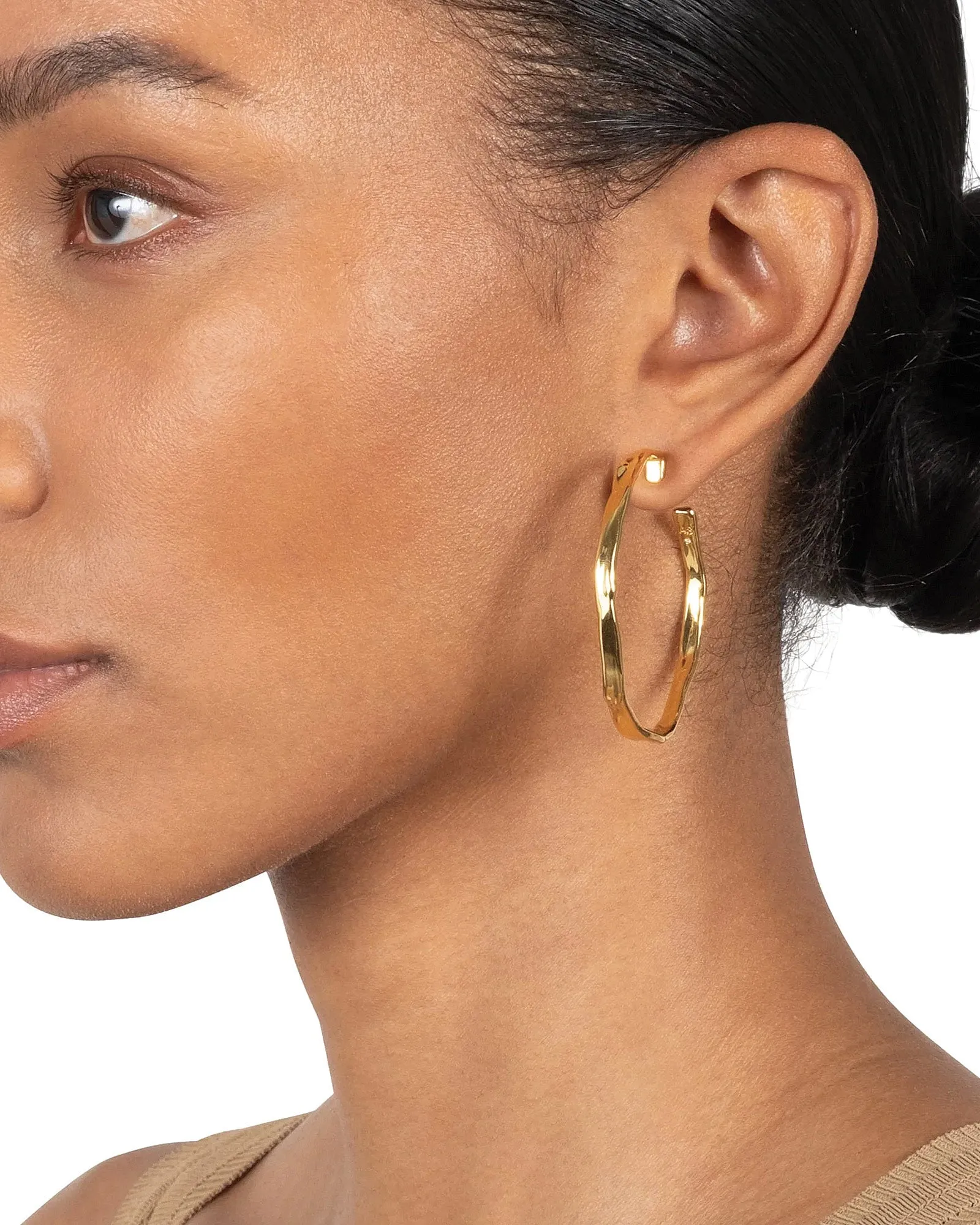 Brut Gold Skinny Hoop Earrings sold by Blue Ruby product image thumbnail 2