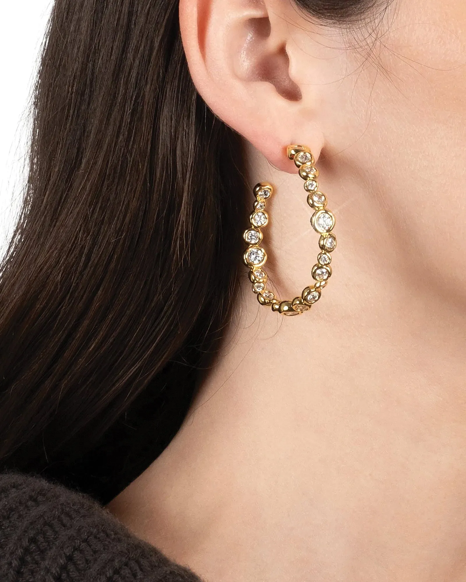 Asterales Gold Large Hoop Earrings sold by Blue Ruby product image thumbnail 2