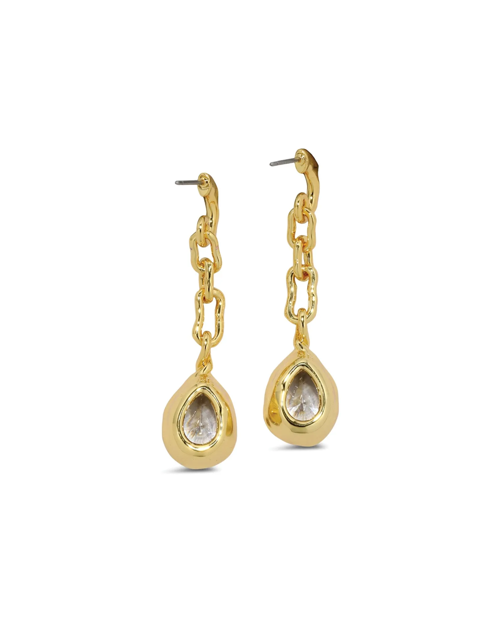 Gold Link Pear CZ Drop Earring sold by Blue Ruby product image thumbnail 3