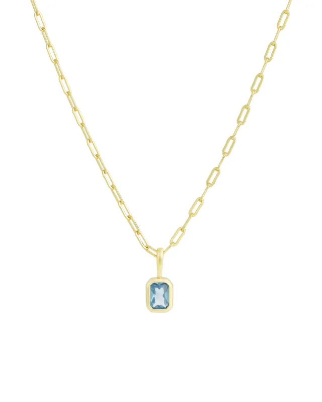 Emerald Cut Birthstone Paperclip Necklace sold by Blue Ruby