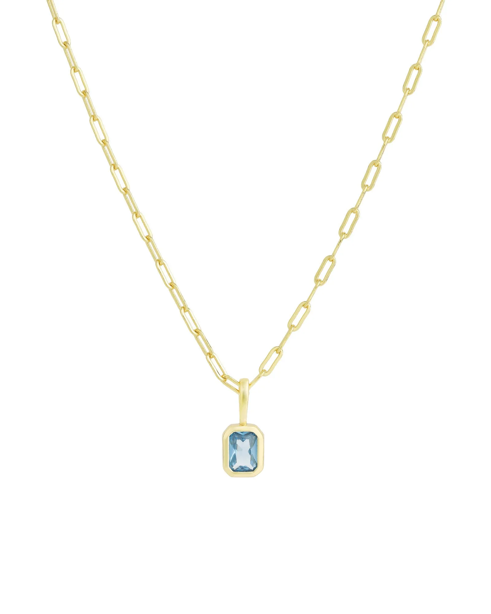 Emerald Cut Birthstone Paperclip Necklace sold by Blue Ruby