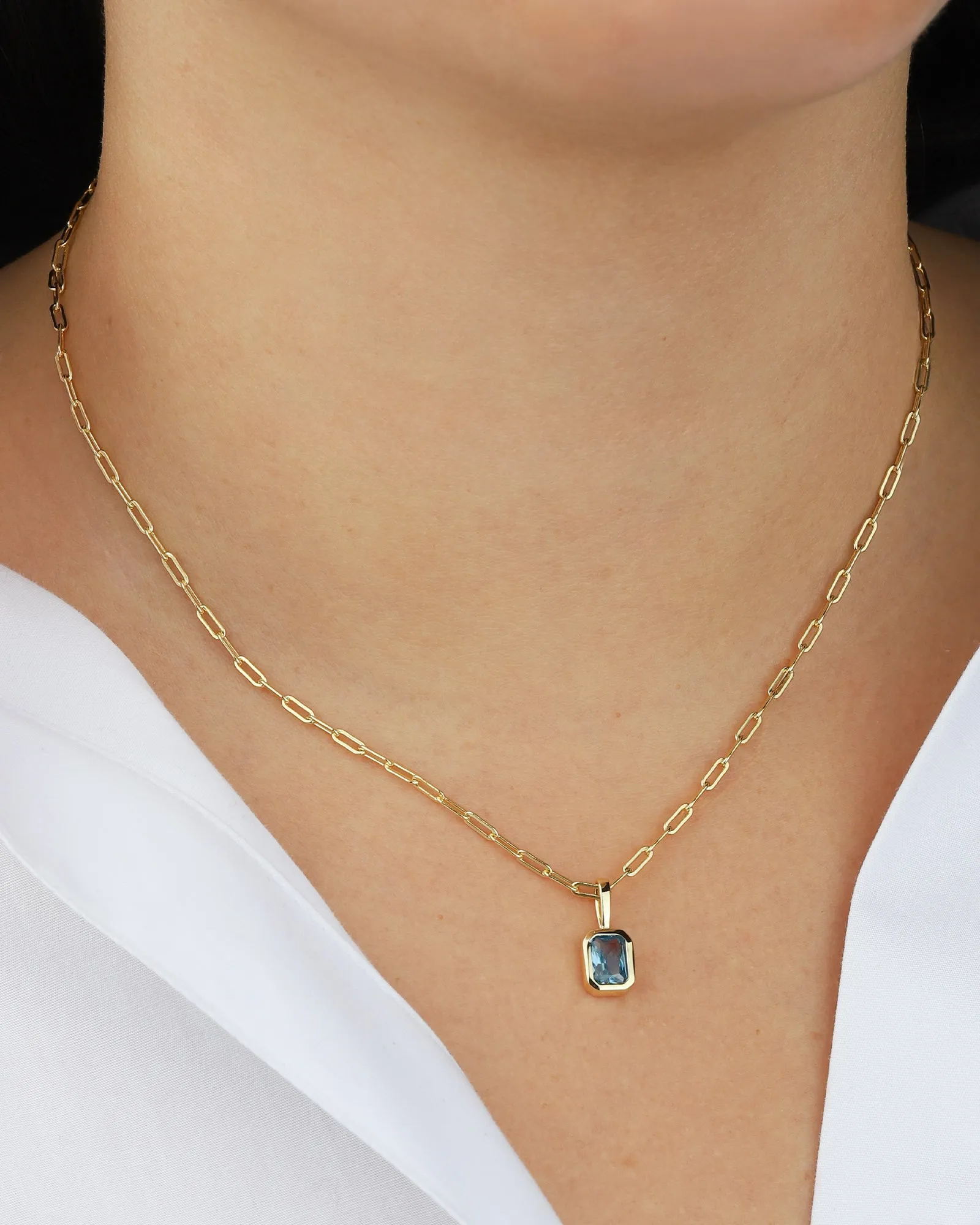 Emerald Cut Birthstone Paperclip Necklace sold by Blue Ruby product image thumbnail 2
