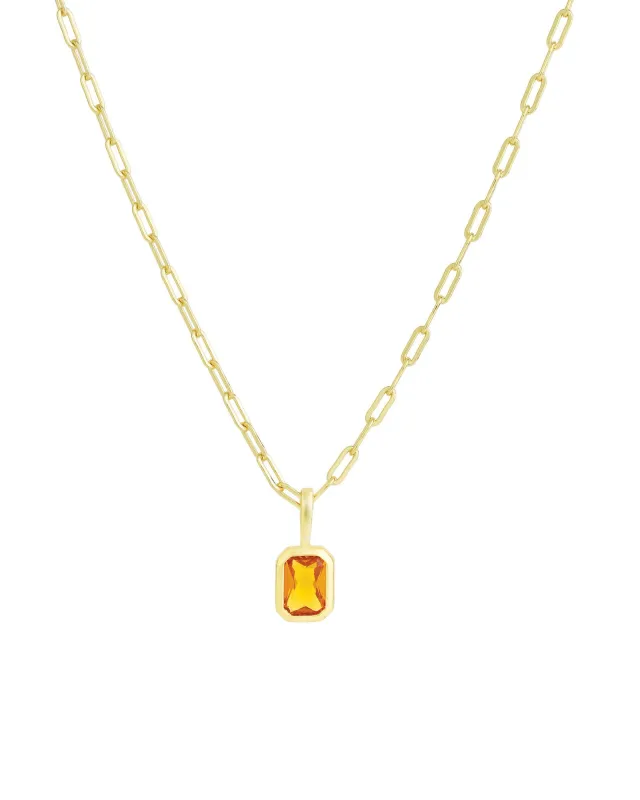 Emerald Cut Birthstone Paperclip Necklace sold by Blue Ruby