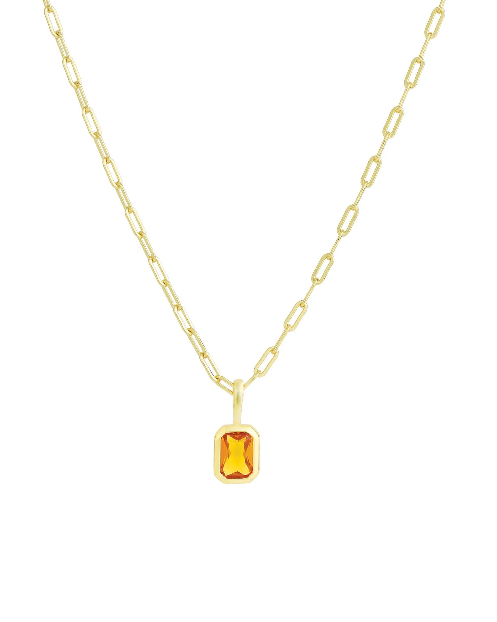 Emerald Cut Birthstone Paperclip Necklace sold by Blue Ruby