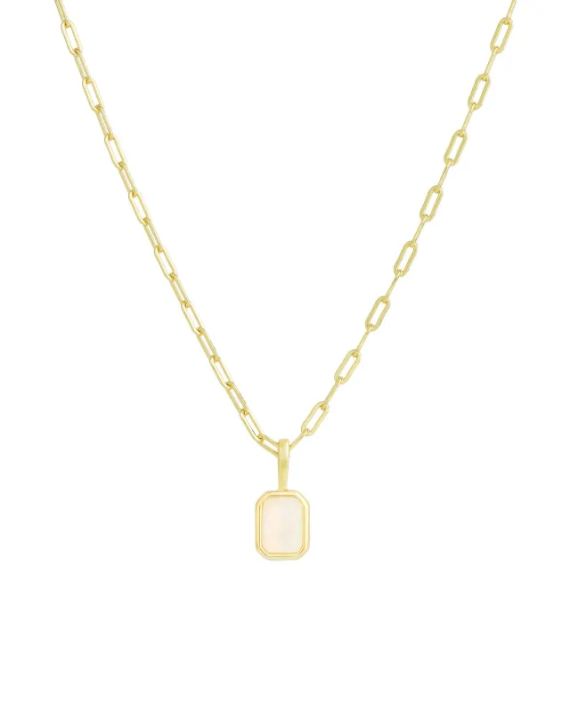 Emerald Cut Birthstone Paperclip Necklace sold by Blue Ruby