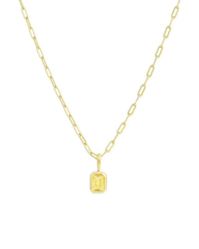 Emerald Cut Birthstone Paperclip Necklace sold by Blue Ruby